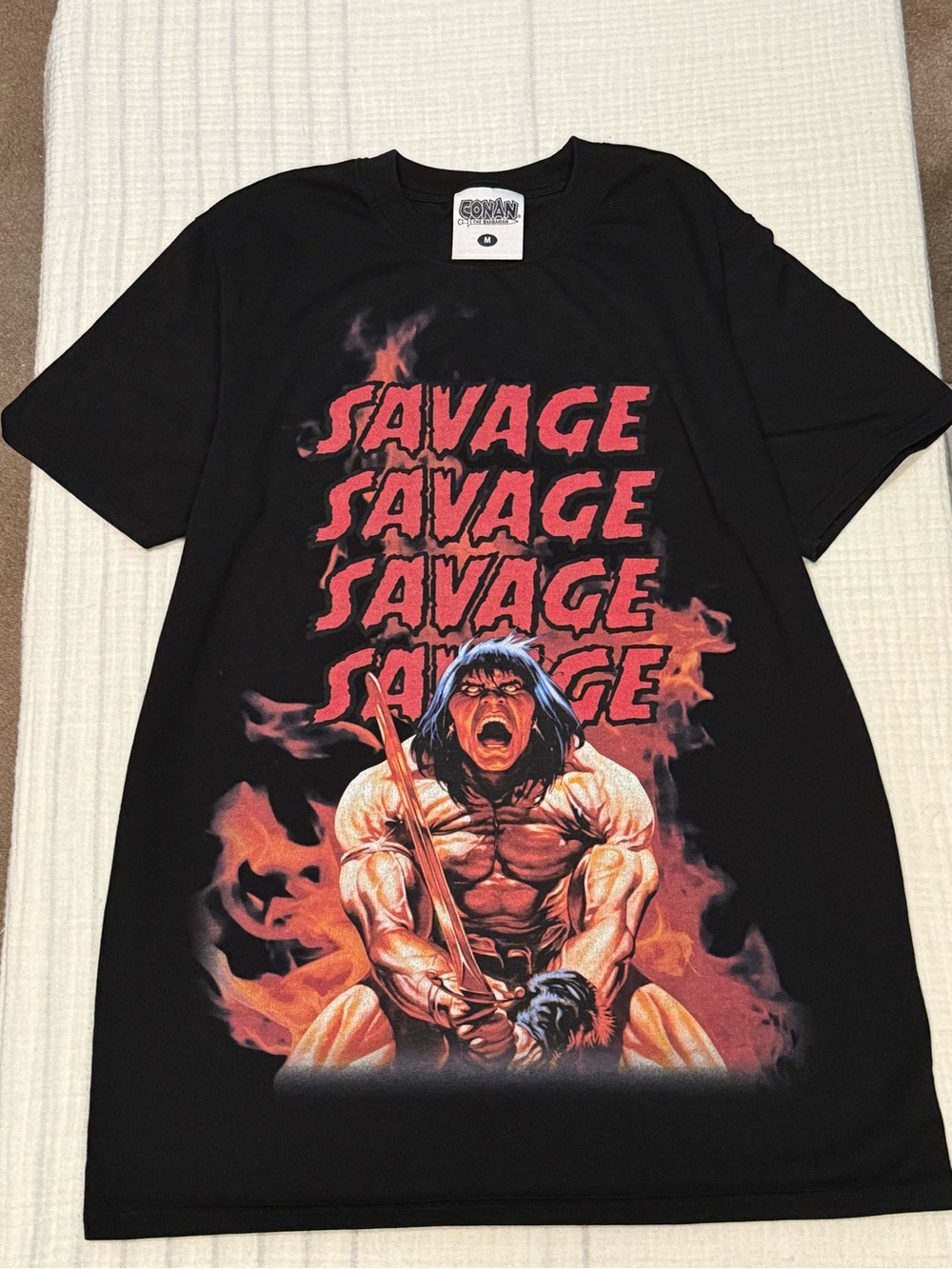 Conan the Barbarian Bold Graphic Savage Black Tshirt Size Medium